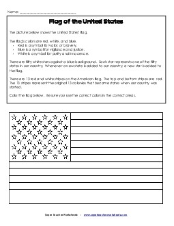 USA Flag Free 1st Grade Social Studies Worksheet