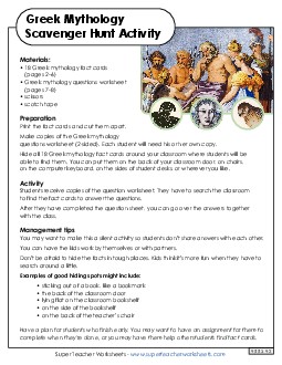 Greek Mythology Scavenger Hunt Worksheet