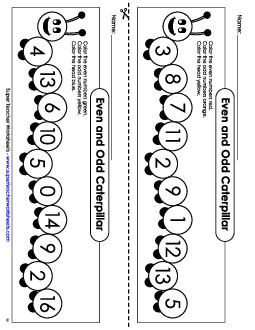 Even-Odd Caterpillars: Coloring Even Odd Worksheet