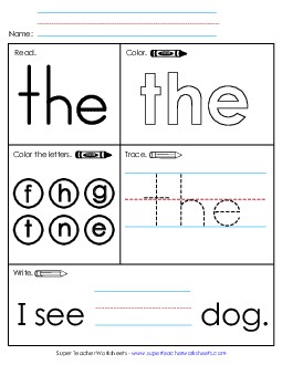 Worksheet 1: The Sight Words Individual Worksheet