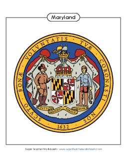 Maryland State Seal (Full-Color Version) States Individual Worksheet