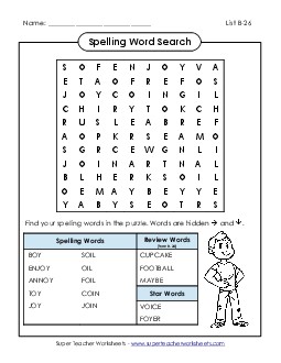 Word Search (B-26) Spelling B Worksheet