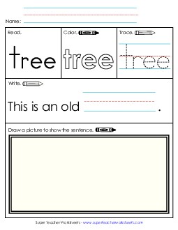 Worksheet 3: Tree Sight Words Individual Worksheet