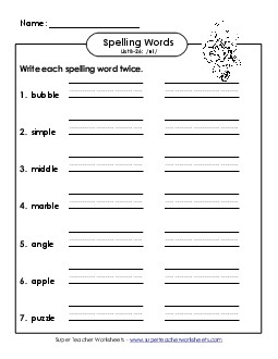 Write Twice (B-27) Spelling B Worksheet