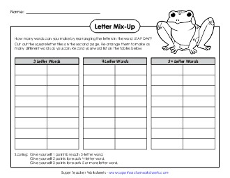 Letter Mix-Up (Intermediate) Leap Day Worksheet