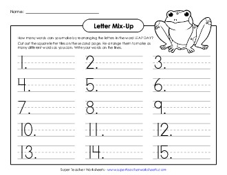 Letter Mix-Up (Primary) Leap Day Worksheet