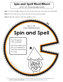 Spin-and-Spell (C-29) Spelling C Worksheet