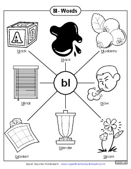 Anchor Chart (Bl- Words) Phonics Blends Worksheet