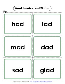 Flashcards (-ad) Word Families Worksheet