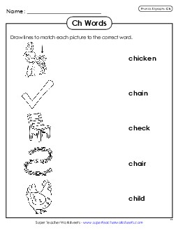 Matching Worksheet Phonics Digraphs Worksheet