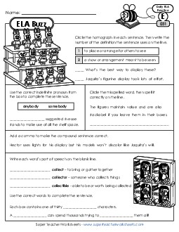 ELA Buzz: Week 7 Worksheets 31 through 35 Daily Ela Review Worksheet