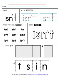 Worksheet 2: Isn\'t Sight Words Individual Worksheet