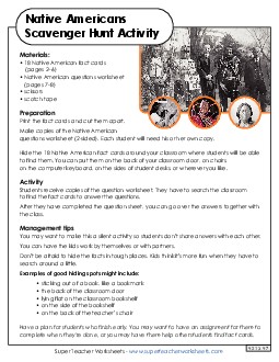 Native Americans Scavenger Hunt Worksheet