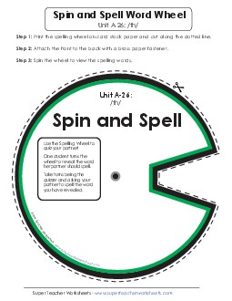 Spin and Spell (A-26) Spelling A Worksheet