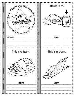 Mini-Book: -am Words Word Families Worksheet