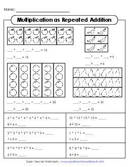 Multiplication as Repeated Addition Worksheet