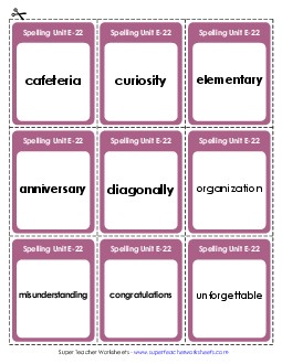 Flashcards (E-22) Spelling E Worksheet