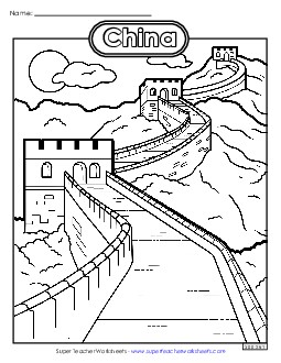 Great Wall of China Coloring Page Coloring Pages Worksheet