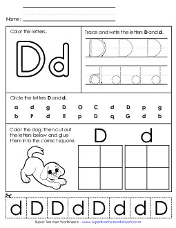 Letter D - Mixed Skills (Basic) Alphabet Worksheet