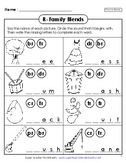 Complete the Words Free Phonics Blends Worksheet