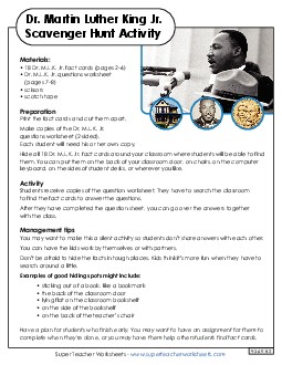 Dr. Martin Luther King Jr. Scavenger Hunt Black History Worksheet