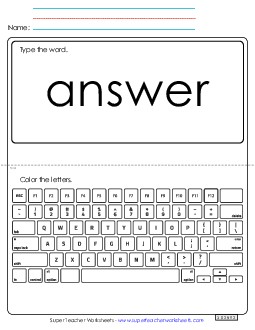 Type the Word: Answer Sight Words Individual Worksheet