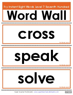 Word Wall: Level 7 Fry Worksheet