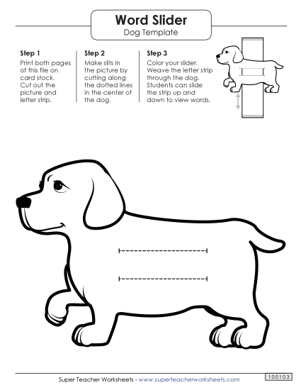 Word Slider: Dog (Middle - Full Words) Templates Worksheet