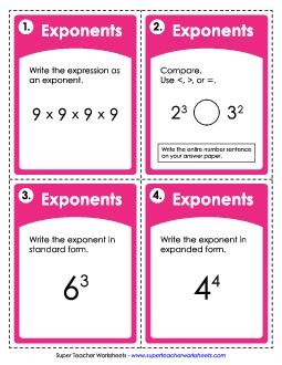 Exponents Worksheet