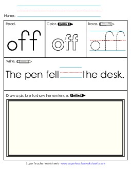 Off (Sight Word) Sight Words Individual Worksheet