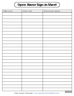 Open House Sign-in Sheet Teachingtools Worksheet