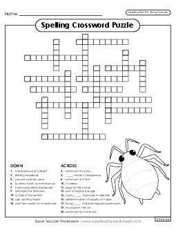 Crossword (F-2) Free Spelling F Worksheet