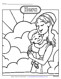 Coloring Page: Hera Greek Mythology Worksheet