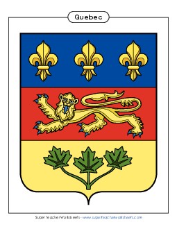 Quebec Escutcheon (Full Colour) Canada Worksheet