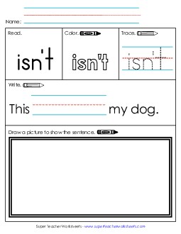 Worksheet 3: Isn\'t Sight Words Individual Worksheet