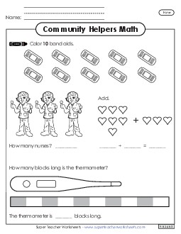 Community Helpers Math: Nurse Worksheet