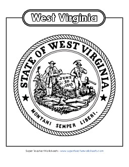 West Virginia State Seal (Black & White) States Individual Worksheet