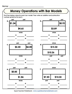 Adding and Subtracting with Bar Models  Mixed Addition Subtraction Worksheet