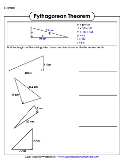 Pythagorean Theorem - Advanced Worksheet