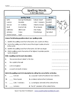 Question Worksheet (D-28)  Spelling D Worksheet