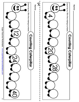 Caterpillar - Count By 4s Counting Worksheet