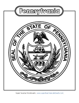 Pennsylvania State Seal (Black & White) States Individual Worksheet