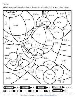 Addition Mystery Picture: Lanterns Worksheet