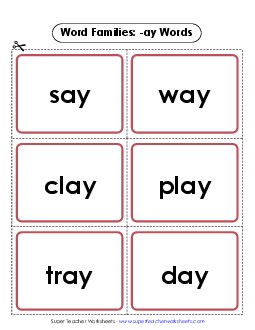 Flashcards (-ay) Word Families Worksheet