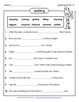 Complete the Sentences (B-12) Spelling B Worksheet