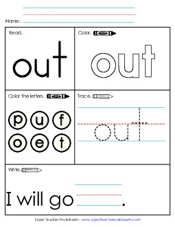 Worksheet 1: Out Sight Words Individual Worksheet