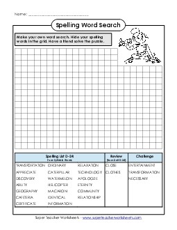 Make-a-Search (D-24) Spelling D Worksheet