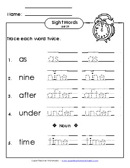 Trace Twice (Unit 29) Sight Words Worksheet