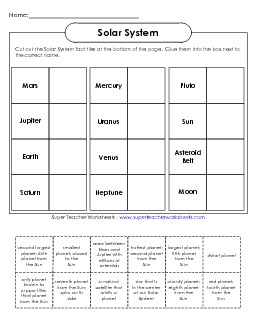 Solar System Cut-and-Glue Space Worksheet