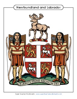 NL Coat of Arms (Full Colour) Canada Worksheet